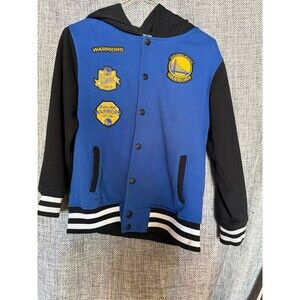 Golden State Warriors varsity-style hooded jacket. youth m